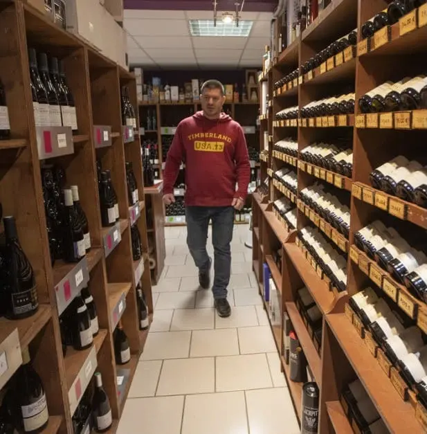 Allée de la boutique As du Vin à Dijon présentant une sélection rigoureuse de vins fins et spiritueux.